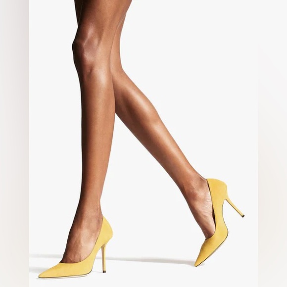 Jimmy Choo Love 100 Saffron Yellow Suede pointed toe High heels - Picture 8 of 8